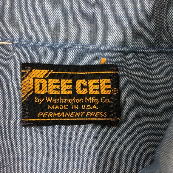 Vintage 70s Dee Cee Chambray Made in USA 1970s Workwear Men's Work Shirt - Picture 5 of 10